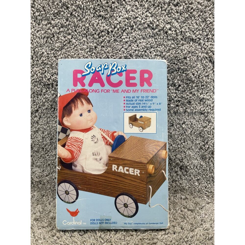 VINTAGE Cardinal Soap Box Racer Wood Pull along For Dolls Collectible